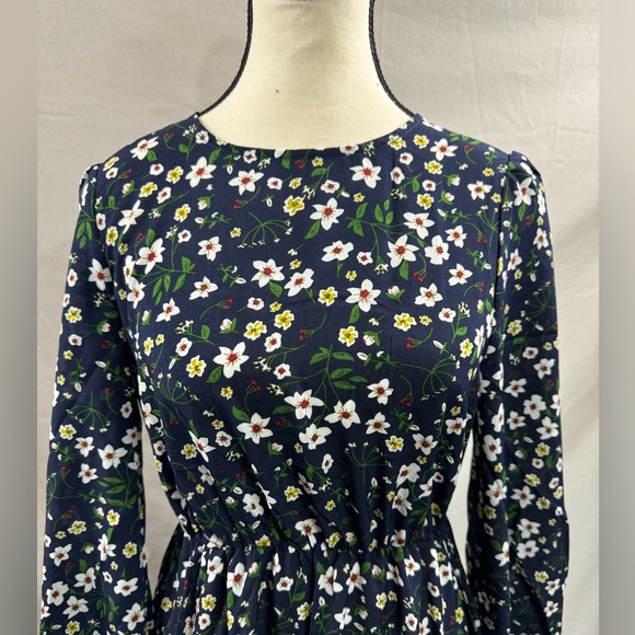 Boho Lantern Long Sleeve Floral Dress Blue - Picture 9 of 11